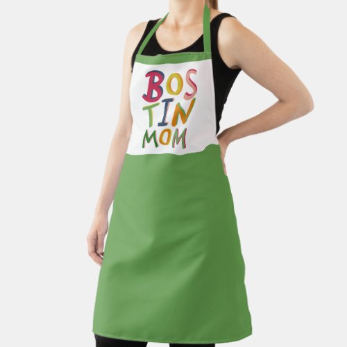 Personalized Bostin Mom Black Country Apron