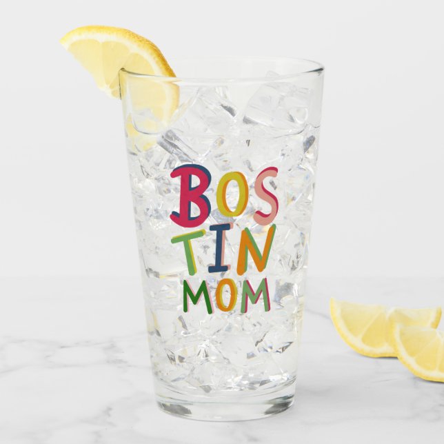 Personalized Bostin Mom Black Country Glass (Front Ice)