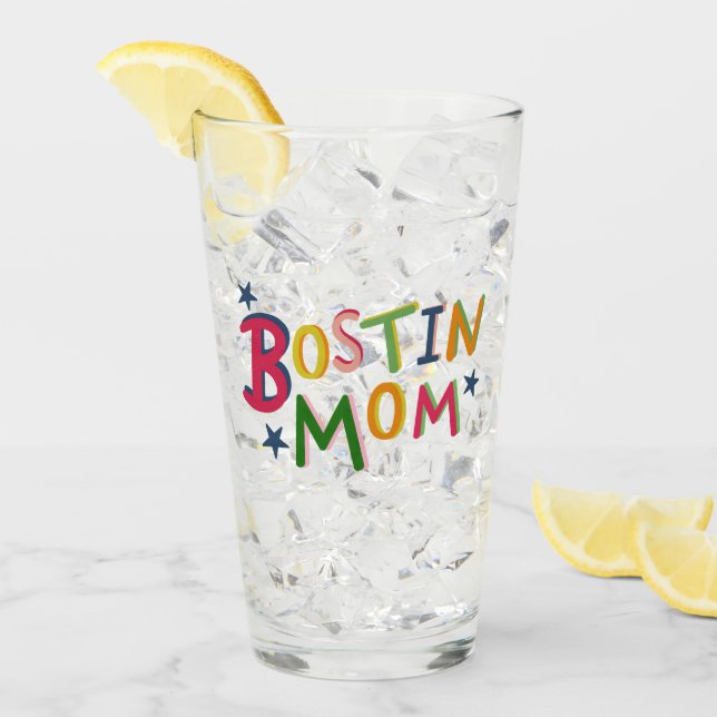 Personalized Bostin Mom Black Country Glass (Front Ice)