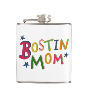Personalized Bostin Mom Black Country Hip Flask