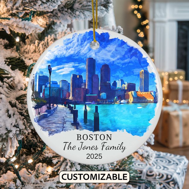 Personalized Boston Ornament, Massachusetts Ceramic Ornament (Creator Uploaded)