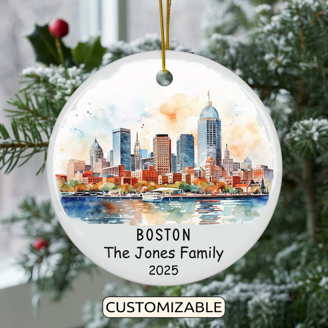 Personalized Boston Ornament, Massachusetts State Ceramic Ornament (Creator Uploaded)