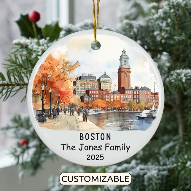 Personalized Boston Ornament, Massachusetts State Ceramic Ornament (Creator Uploaded)