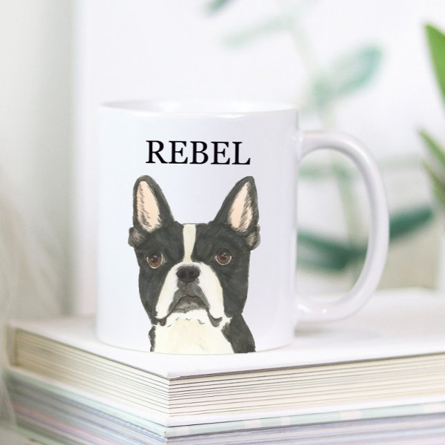 Personalized Boston Terrier Beverage Coaster Coffee Mug (Creator Uploaded)