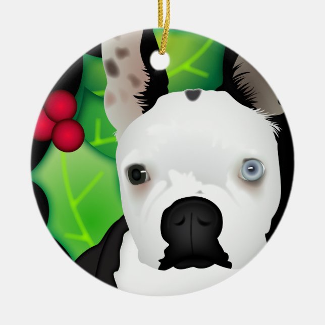 Personalized Boston Terrier Ceramic Ornament (Front)