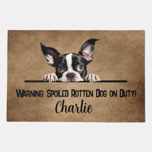 Personalized Boston Terrier Dog Doormat