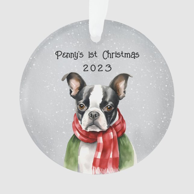Personalized Boston Terrier Ornament (Front)