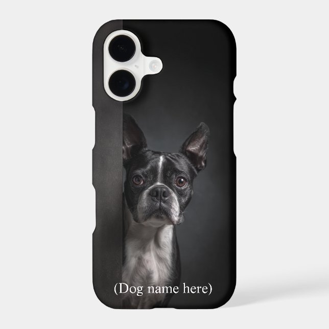 Personalized Boston Terrier Portrait iPhone Case (Back)