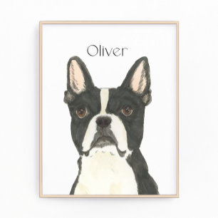 Personalized Boston Terrier Portrait Photo Print