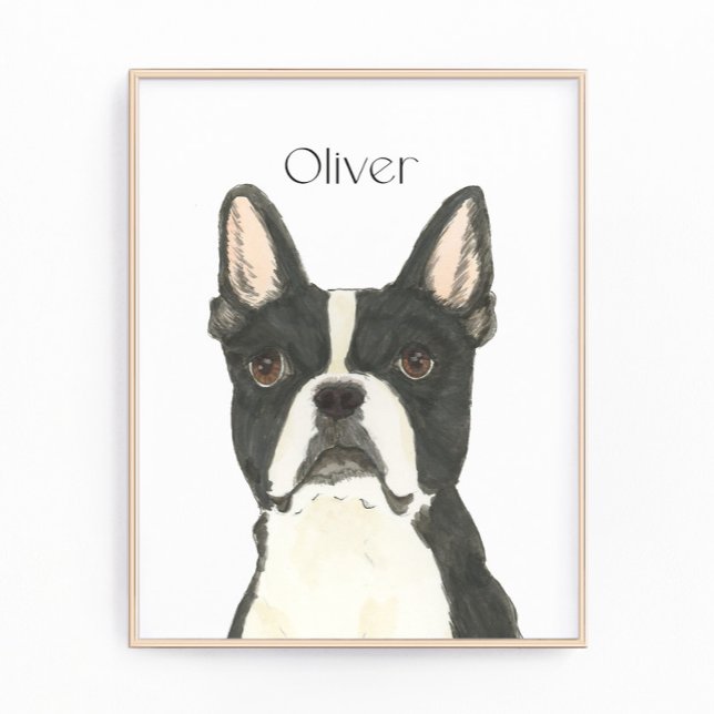 Personalized Boston Terrier Portrait Photo Print (Creator Uploaded)