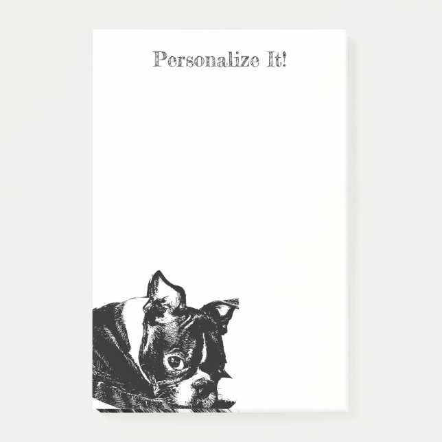 Personalized Boston Terrier Post-it Notes (Front)