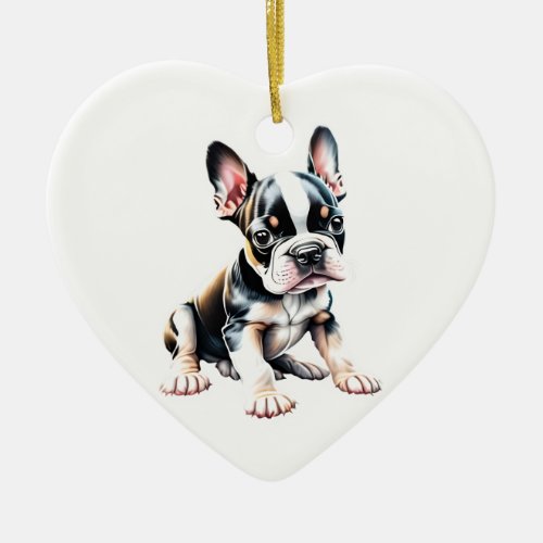 Personalized Boston Terrier Puppy Ceramic Ornament