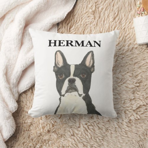 Personalized Boston Terrier Reversible Throw Pillow