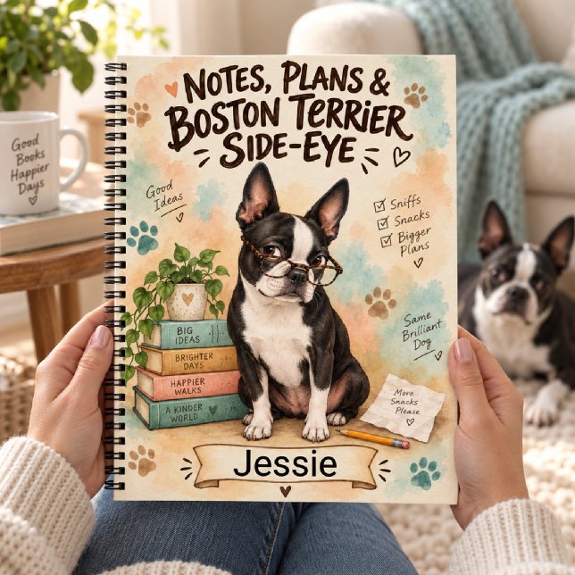 Personalized Boston Terrier Side-Eye  Notebook (Creator Uploaded)