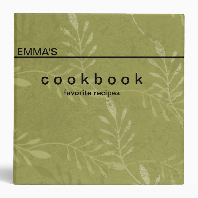 Personalized Botanical Art Recipe Cookbook 3 Ring Binder (Front)