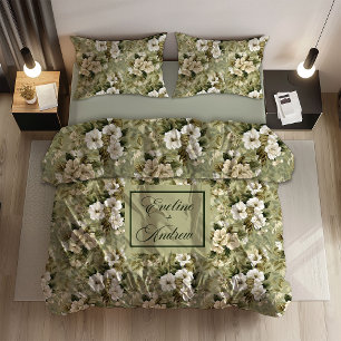 Personalized Botanical Bedding Elegant Pastels Duvet Cover