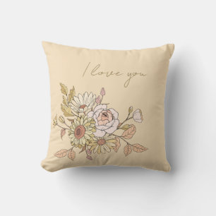 personalized Botanical Beige I Love You Pillow