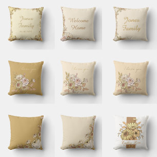 personalized Botanical Beige I Love You Pillow