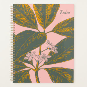 Personalized Botanical Blush Gold Undated Organize Planner