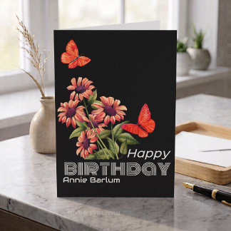 Personalized Botanical Butterfly Birthday Greeting Card