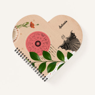 Personalized Botanical Colorful Fun Retro Heart Notebook