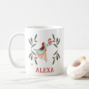 Personalized Botanical Cute Ballerina Christmas Coffee Mug