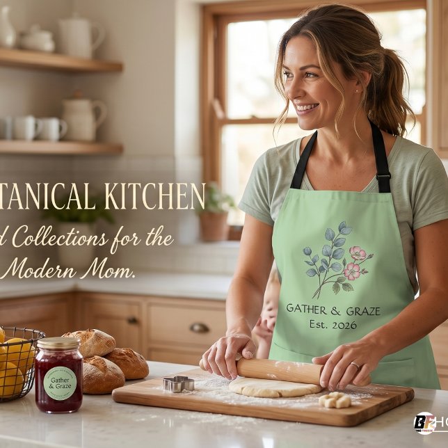 Personalized Botanical Eucalyptus Gather & Graze S Apron (#mother'sday)