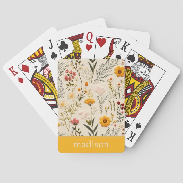 Personalized Botanical Floral Playing Cards (Back)