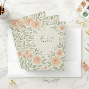 Personalized Botanical Floral Watercolor  Pocket Folder