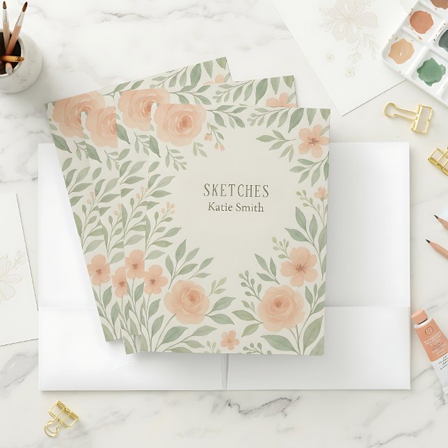 Personalized Botanical Floral Watercolor  Pocket Folder (Creator Uploaded)