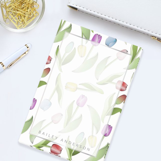 Personalized Botanical Flower Colorful Tulip Post-it Notes (Creator Uploaded)