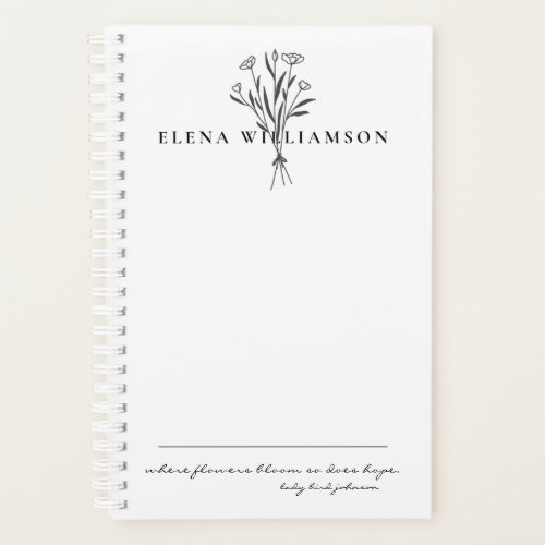 Personalized Botanical Flowers Hope Message Planner