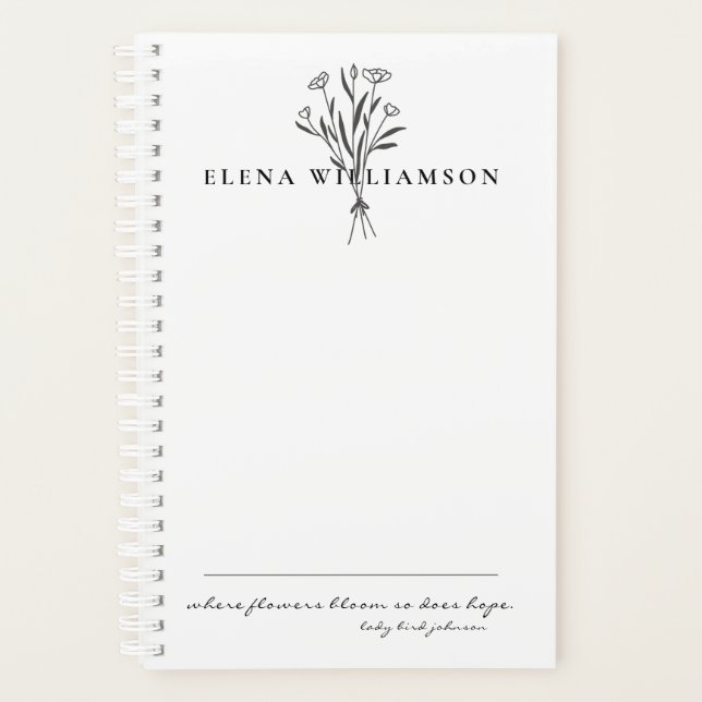 Personalized Botanical Flowers Hope Message Planner (Front)