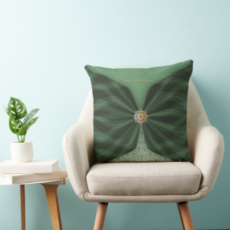 Personalized Botanical Green Textile Illusion Throw Pillow