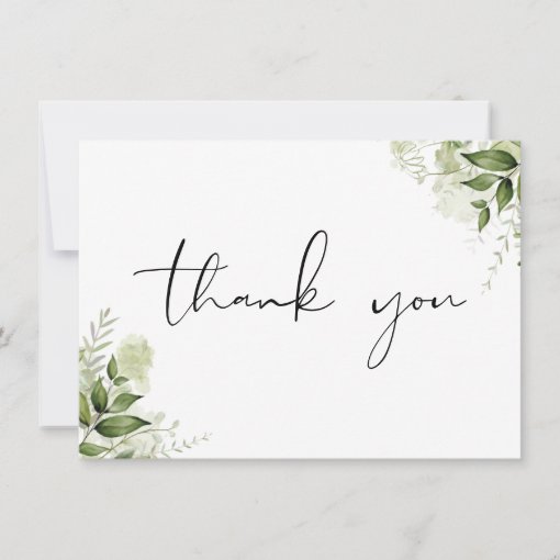Personalized Botanical Greenery Elegant Script Thank You Card | Zazzle