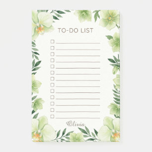 Personalized Botanical Greenery To Do List Pad Post-it Notes
