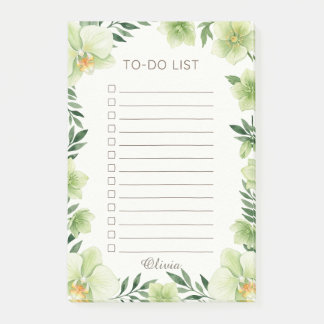 Personalized Botanical Greenery To Do List Pad Post-it Notes