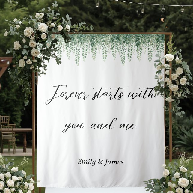 Personalized Botanical Greenery Wedding Backdrop (Creator Uploaded)