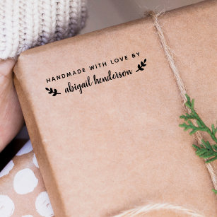 Personalized Botanical Handmade With Love By Self-inking Stamp