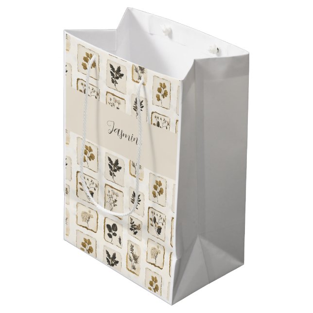 Personalized Botanical Herbs Gift Bag Custom Name (Front Angled)
