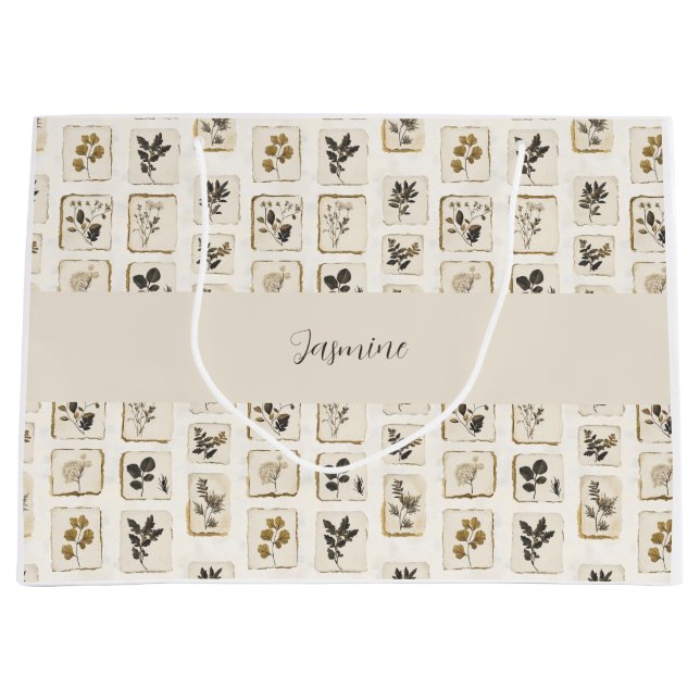 Personalized Botanical Herbs Tissue Paper Custom  Large Gift Bag (Front)