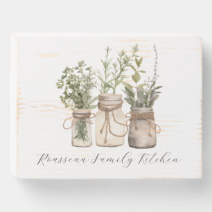Personalized Botanical Herbs Wooden Box Sign