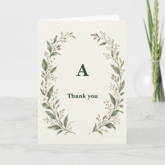 Personalized Botanical Initial Thank You Card