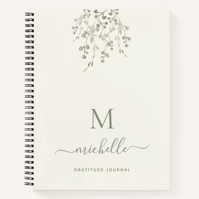 Personalized Botanical Ivory Gratitude Journal (Front)