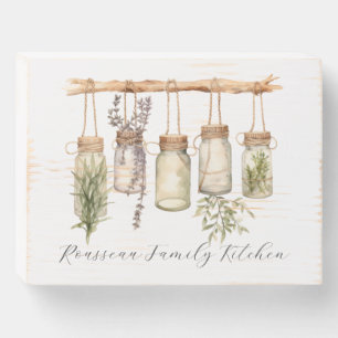 Personalized Botanical Kitchen Herbs Wooden Box Sign