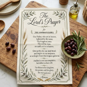 Personalized Botanical Lord’s Prayer Family Kitchen Towel