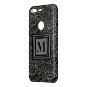 Personalized Botanical Monogram Black and Grey Uncommon Google Pixel Case (Back/Left)