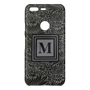Personalized Botanical Monogram Black and Grey Uncommon Google Pixel Case
