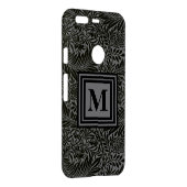 Personalized Botanical Monogram Black and Grey Uncommon Google Pixel Case (Back/Right)