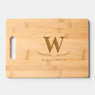 Personalized Botanical Monogram Initial  Engraved Cutting Board